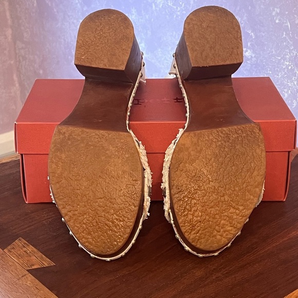 Felmini Python Leather Platform Clogs with Wooden Heel and ankle straps - Picture 5 of 8